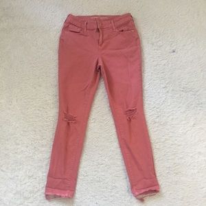 Old navy rockstar pink mid rise distressed pants